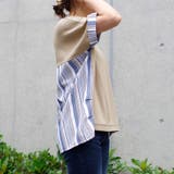 トップスTシャツ半袖夏ゆったり体型カバーカジュアルワッフルバックシャンストライプ… | LAPULE  | 詳細画像7 