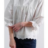 ブラウス七分袖刺繍レースパンチングレース?40代ゆったり体型カバー可愛いハイネッ… | LAPULE  | 詳細画像7 