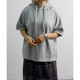 トップスダンボール素材パーカー半袖前後差40代ゆったり大きめ体型カバーシンプル韓… | LAPULE  | 詳細画像11 