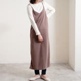 モカ(05)M | カットポンチ 後ろシャーリングキャミワンピ レディース | LAPULE