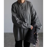 スタンドカラーデザインシャツ レディース 長袖 秋冬 スリット 20代 30代 | relaclo | 詳細画像3 