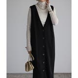 前後2Way ポンチ素材ジャンパースカート レディース | LAPULE | 詳細画像16