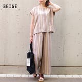 セットアップカジュアル半袖ファッションゆる着ゆったり体型カバー麻ワイドパンツスト… | LAPULE  | 詳細画像3 