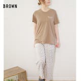 ブラウン(20)F | ルームウェア部屋着上下セットTシャツ半袖ワイドパンツ30代ゆったりレオパードプチ… | LAPULE 