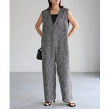 ブラック | 深Vネックツイードサロペット | Riberry