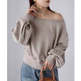 裏毛オフショルダースウェットトップス | Riberry | 詳細画像1 