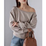 裏毛オフショルダースウェットトップス | Riberry | 詳細画像2 