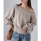 グレイッシュベージュ | 裏毛オフショルダースウェットトップス | Riberry