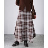 ブラウン | チェック柄ジャガードニットフレアスカート | Riberry