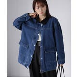 インディゴブルー | 襟配色デニムジャケット | Riberry