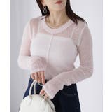 ピンク | モヘアライク透かし編みニットトップス | Riberry