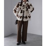 スタンドネックカウ柄ファーブルゾン | Riberry | 詳細画像10 