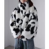 スタンドネックカウ柄ファーブルゾン | Riberry | 詳細画像11 