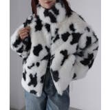 スタンドネックカウ柄ファーブルゾン | Riberry | 詳細画像12 