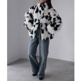 スタンドネックカウ柄ファーブルゾン | Riberry | 詳細画像19 