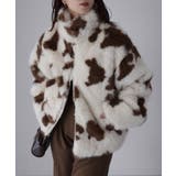 スタンドネックカウ柄ファーブルゾン | Riberry | 詳細画像2 