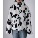 スタンドネックカウ柄ファーブルゾン | Riberry | 詳細画像21 