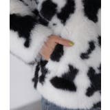 スタンドネックカウ柄ファーブルゾン | Riberry | 詳細画像24 