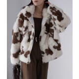 スタンドネックカウ柄ファーブルゾン | Riberry | 詳細画像6 