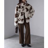 スタンドネックカウ柄ファーブルゾン | Riberry | 詳細画像9 