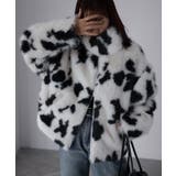 ブラック | スタンドネックカウ柄ファーブルゾン | Riberry