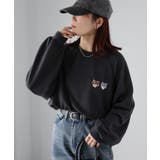 ネコ刺繍ラグランオーバーサイズ薄手スウェット | Riberry | 詳細画像23