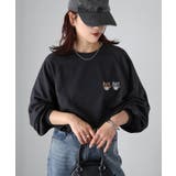 ネコ刺繍ラグランオーバーサイズ薄手スウェット | Riberry | 詳細画像24