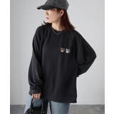 ネコ刺繍ラグランオーバーサイズ薄手スウェット | Riberry | 詳細画像31