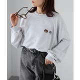 オートミール | ネコ刺繍ラグランオーバーサイズ薄手スウェット | Riberry