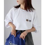 オフホワイト | ネコ刺繍ラグランロンT | Riberry