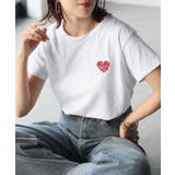 ハートロゴラメ刺繍コンパクトTシャツ | Riberry | 詳細画像1 