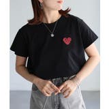 ハートロゴラメ刺繍コンパクトTシャツ | Riberry | 詳細画像24 