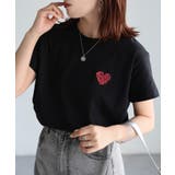 ハートロゴラメ刺繍コンパクトTシャツ | Riberry | 詳細画像25 