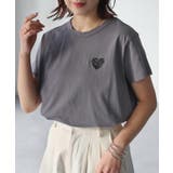 ハートロゴラメ刺繍コンパクトTシャツ | Riberry | 詳細画像28 