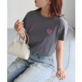 ハートロゴラメ刺繍コンパクトTシャツ | Riberry | 詳細画像32 