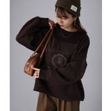ダークブラウン | カレッジロゴ刺繍裏起毛スウェット | Riberry