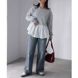 裏毛ペプラム異素材ドッキングスウェット | Riberry | 詳細画像24 