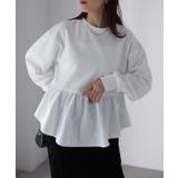 裏毛ペプラム異素材ドッキングスウェット | Riberry | 詳細画像3 