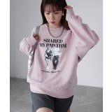 ピンク | 【体型カバー】裏起毛フォトプリントスウェット カジュアル 秋冬 | Riberry