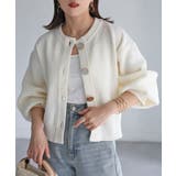 ビックボタン畦編みニットショートカーディガン | Riberry | 詳細画像2 