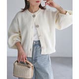 ビックボタン畦編みニットショートカーディガン | Riberry | 詳細画像4 