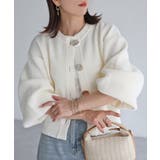 ビックボタン畦編みニットショートカーディガン | Riberry | 詳細画像8 