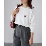 【体型カバー】めがねキツネ刺繍ロンT／カジュアル／春／ママ | Riberry | 詳細画像5 