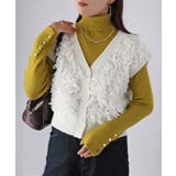 オフホワイト | 【レイヤードで体型カバー】フリンジニットベスト／大人カジュアル／春／Vネック | Riberry