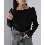 ブラック | アシメオフショルニット | Riberry