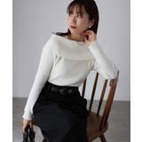 オフホワイト | アシメオフショルニット | Riberry