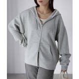 杢グレー | 袖ロゴ刺繍レースダブルジップパーカー | Riberry