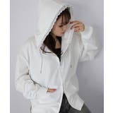 オフホワイト | 袖ロゴ刺繍レースダブルジップパーカー | Riberry