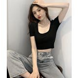 UネックカラーTシャツ ショート丈 クロップド丈 | Riff | 詳細画像10