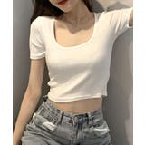 オフホワイト | UネックカラーTシャツ ショート丈 クロップド丈 | Riff